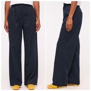 Abercrombie & Fitch Curve Love High Waisted Tailored Wide Leg Pants Striped Sz-8